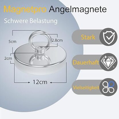 Magnetpro Angelmagnet 770 kg – Starker Neodym-Magnet für Magnetfischen und Schatzsuche