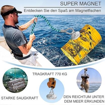 Magnetpro Angelmagnet 770 kg – Starker Neodym-Magnet für Magnetfischen und Schatzsuche