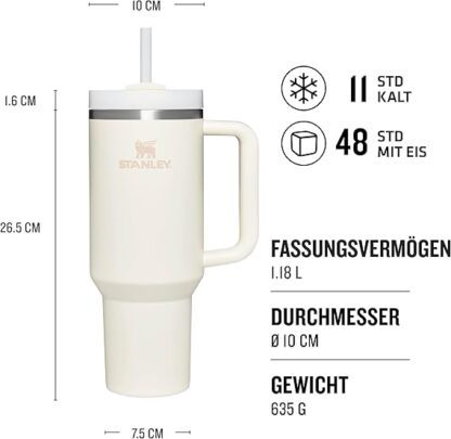 Stanley Quencher Thermobecher 1,2 L aus Edelstahl mit Strohhalm, BPA-frei, Bestseller auf Amazon