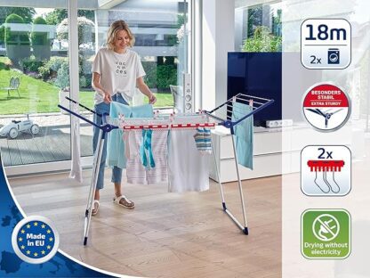 Leifheit Pegasus 180 Solid Wäscheständer mit Flügeln, stabil und rostfrei, geeignet für Innen- und Außenbereich